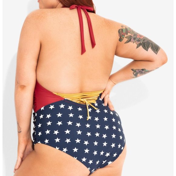 HOT TOPIC - Her Universe DC Comics Wonder Woman Swimsuit Plus Size - Picture 2 of 10
